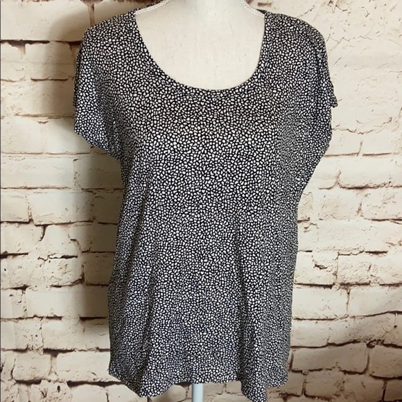 Michael Kors Hi Lo Print Top Black & White Medium - Picture 1 of 4